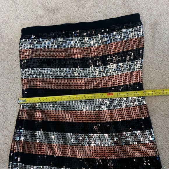 WILLOW And Clay sequin striped strapless dress cocktail party Vegas clubwear M - Picture 9 of 11
